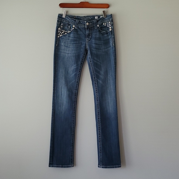 Miss Me Distressed Straight Jeans Flap Pocket 28 - Picture 8 of 8